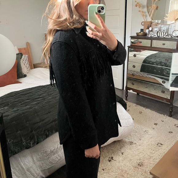 & Other Stories Fringe Black Button Down Jacket - Picture 9 of 11